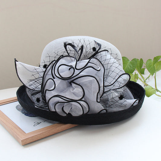 Top Hat Curling Women's Lightweight Linen Curling Flower Sun Hat