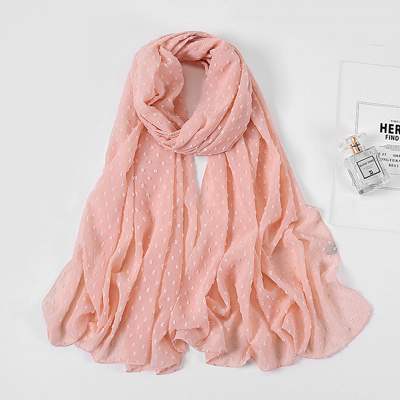 Women's Pearl Pure Color Chiffon Headscarf