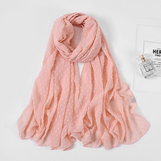 Women's Pearl Pure Color Chiffon Headscarf