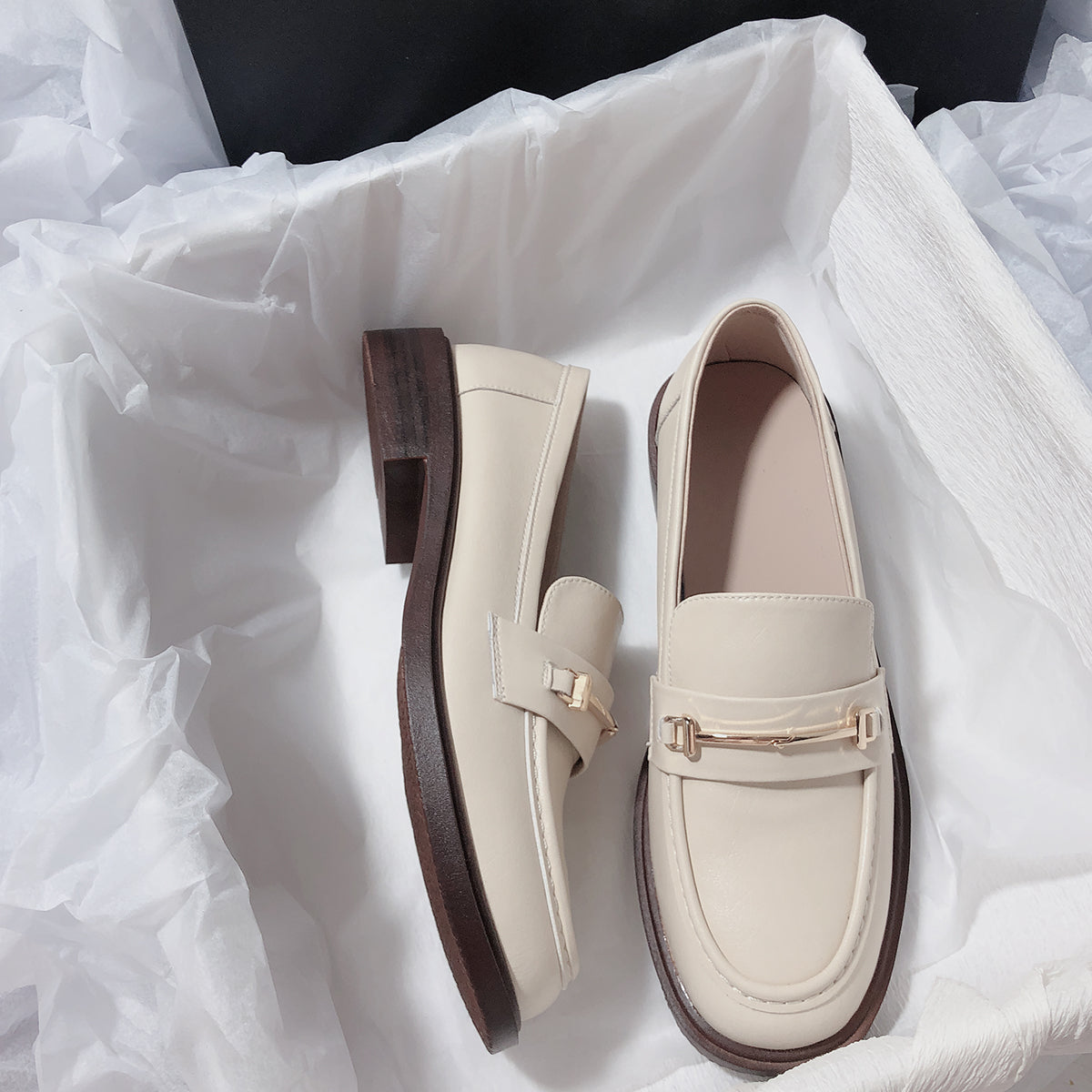 Super Comfortable And Easy To Wear Leather Flat Bottom Retro