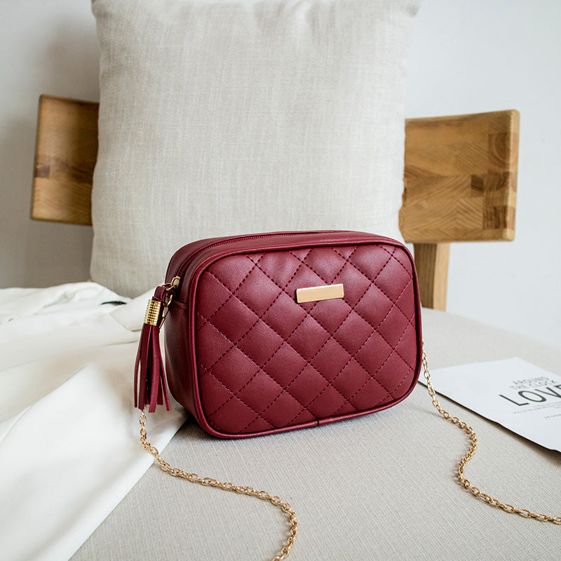 Diamond Embroidered Solid Color Camera Bag Chain