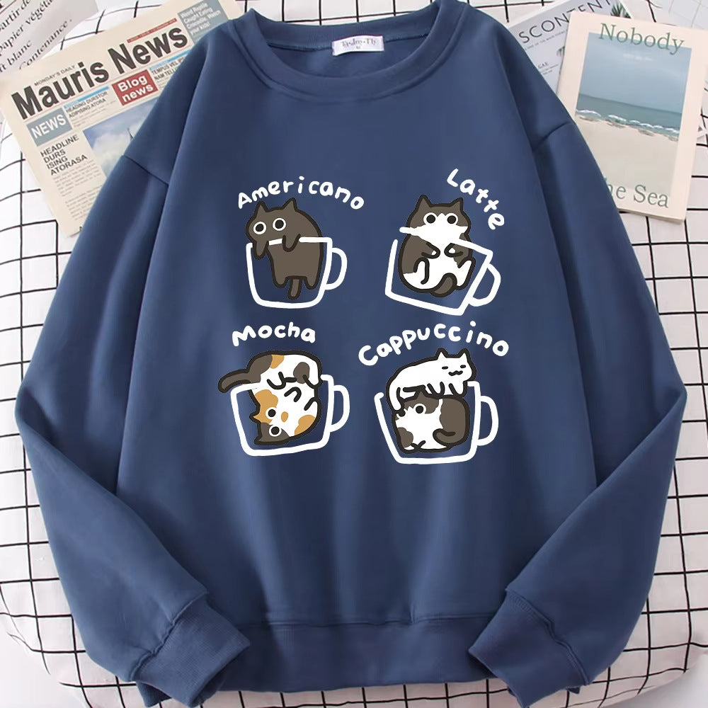 Coffee Cat Cute Personality Hoodie