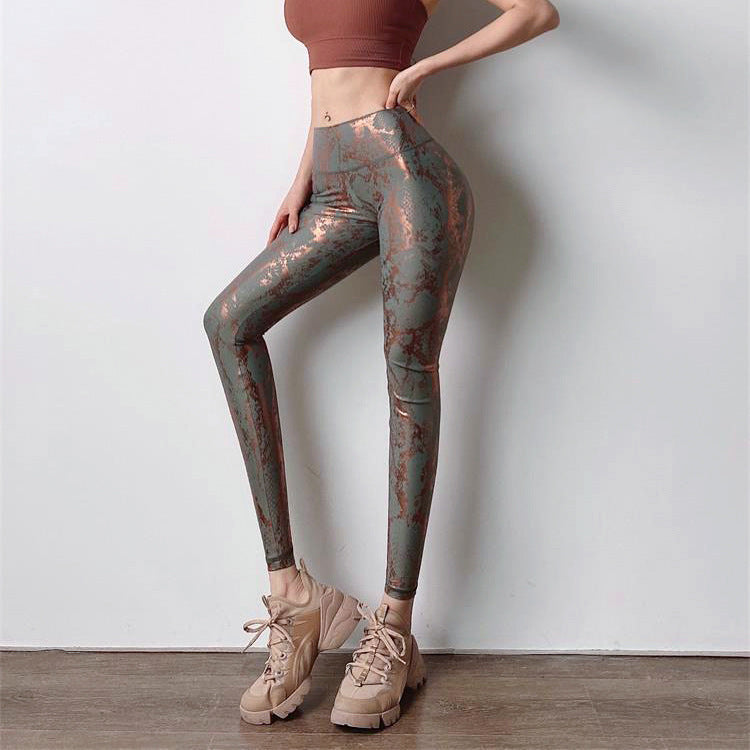 Women's Tight Elastic Bronzing Yoga Pants