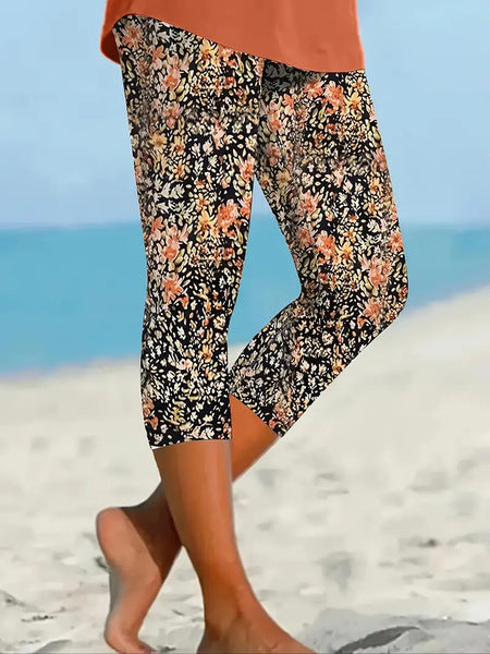 Printed Seaside Series Cropped Leggings  3d