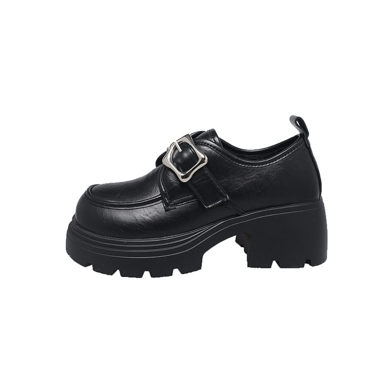 British-style Thick-soled Height-increasing Leather Shoes