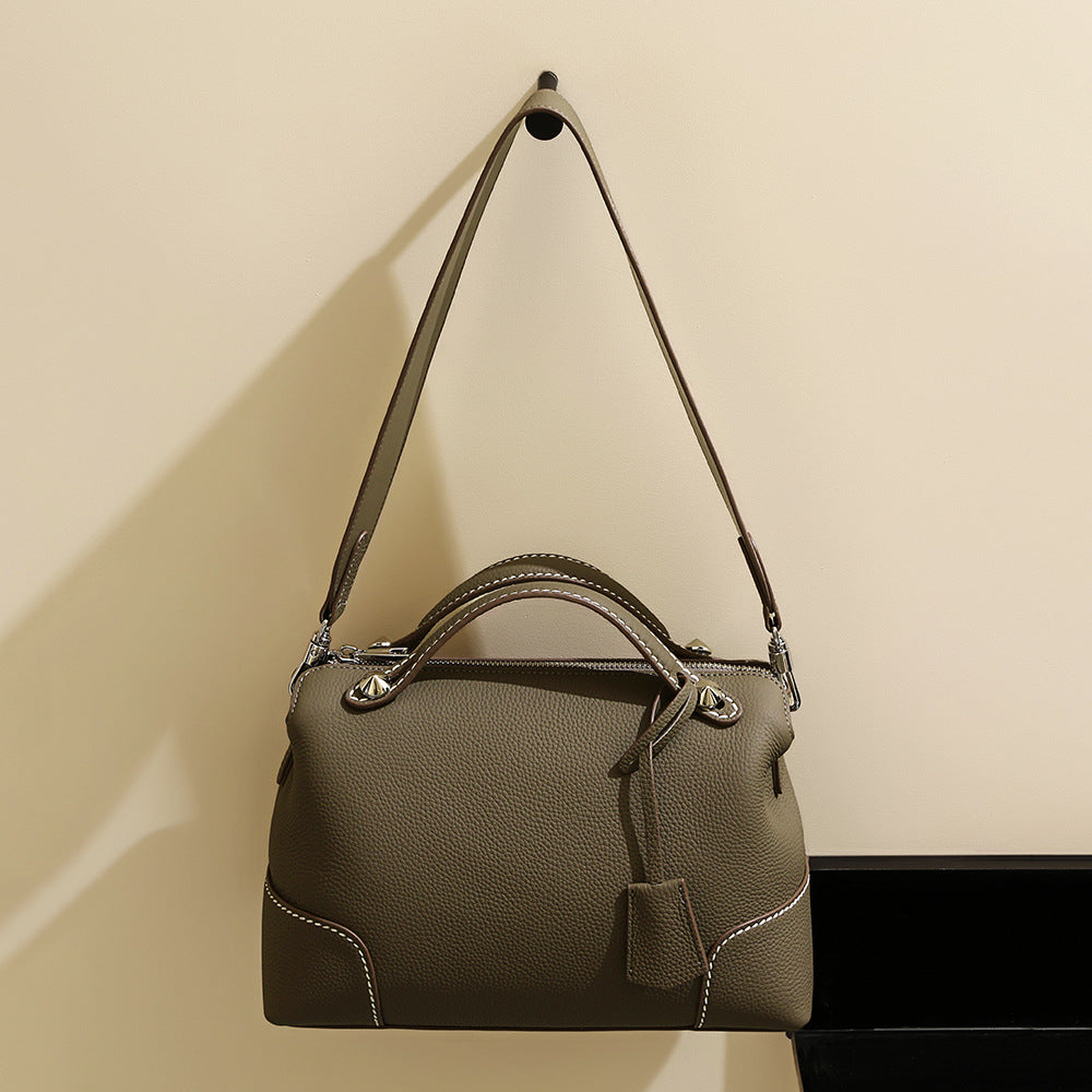Top Layer Cowhide Handbag Women's Large Capacity Simple Shoulder Messenger Bag
