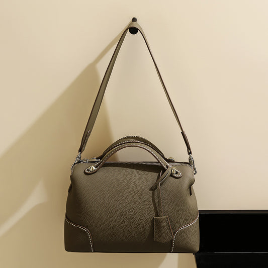 Top Layer Cowhide Handbag Women's Large Capacity Simple Shoulder Messenger Bag