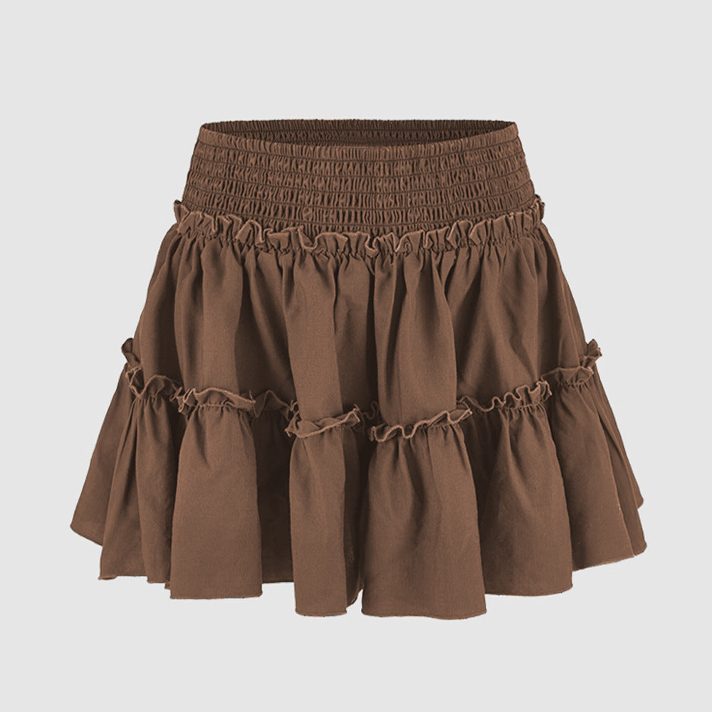 Women's High-waisted Elastic Waist Skirt With Lining