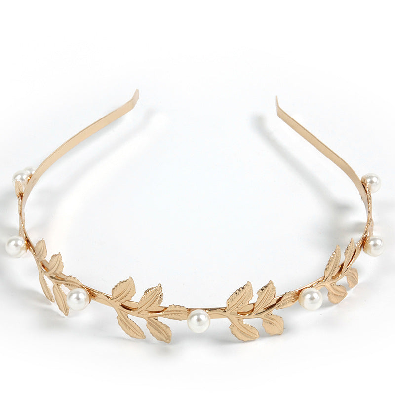 Sweet Metal Leaf Pearl Headband