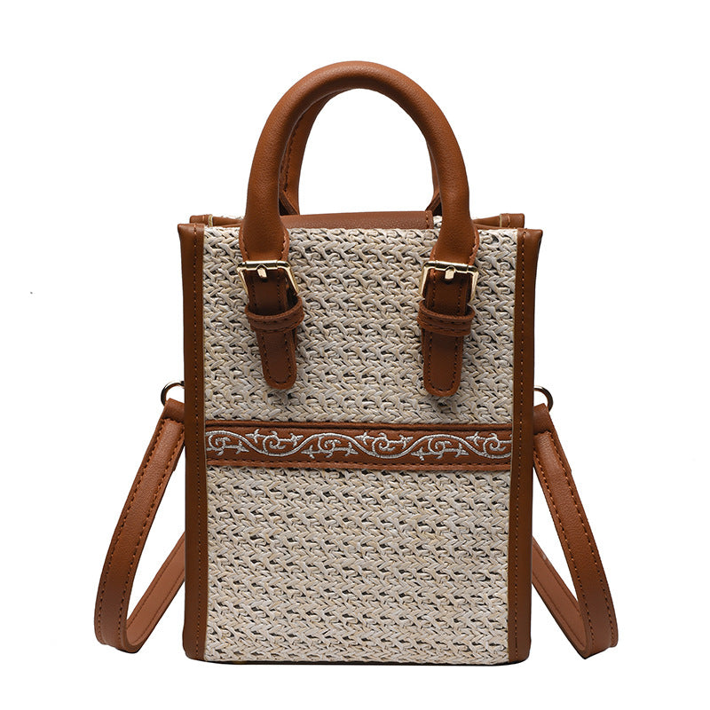 Ethnic Style One Shoulder Portable Straw Woven Bag