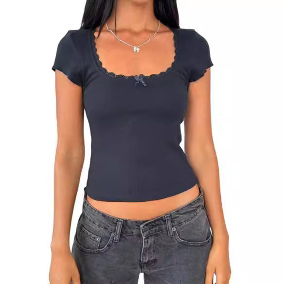 Women's Thread Outer Wear Solid Color Simple Short Sleeve