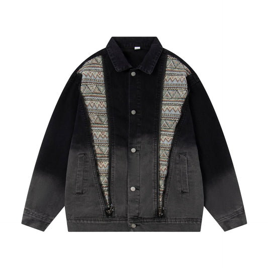 Zipper Stitching Wash Denim Jacket Coat