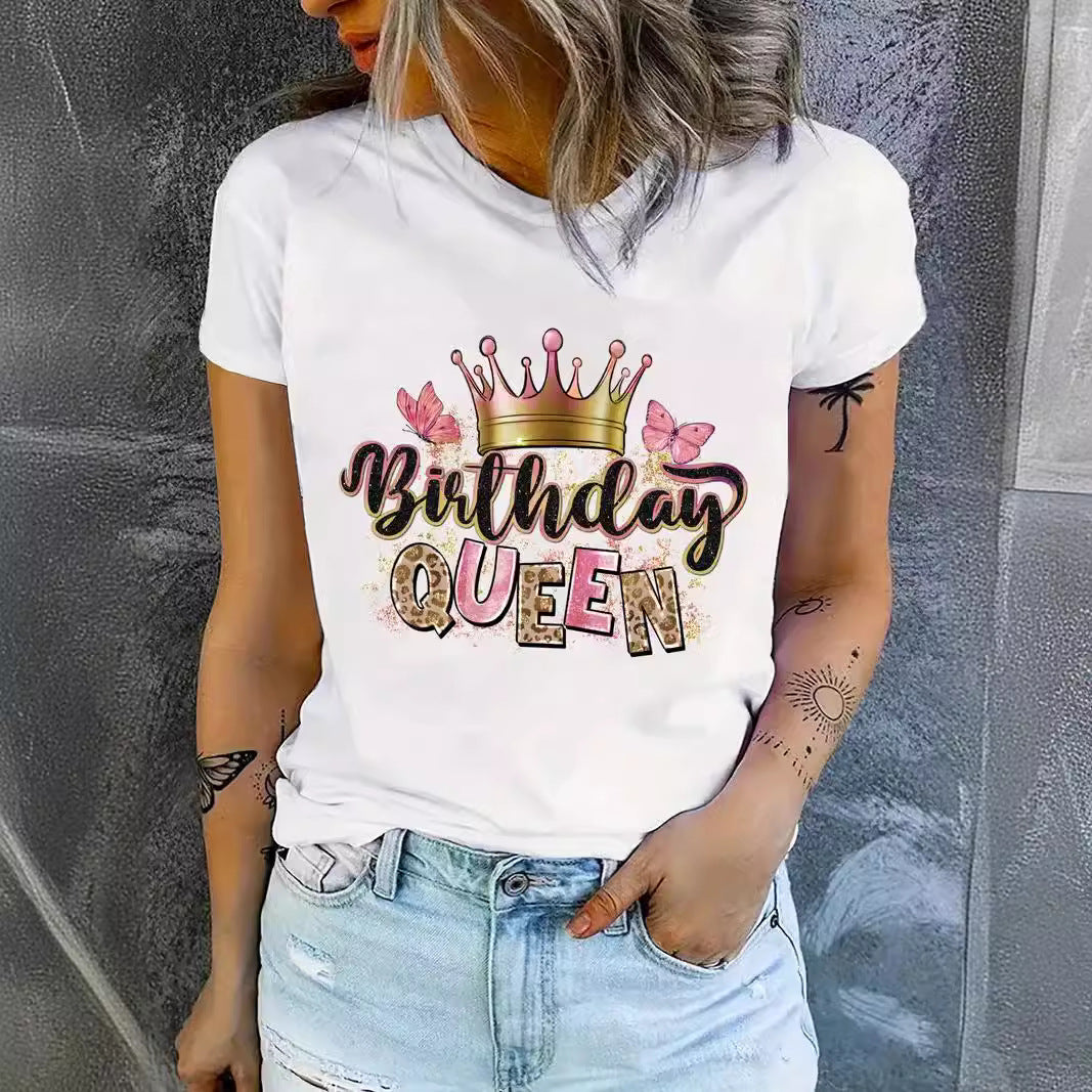 New Fashion Printed Sweatshirt Casual Short Sleeve Pullover Women's Clothing