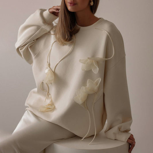 Sweet And Spicy Flower Three-dimensional Decoration Ins Style Design Sweater