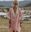 Bohemian Style Tie-dye Gradient V-neck Mini Dress