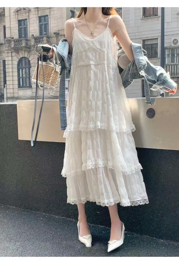 French Sweet Lace Strap Dress Girl