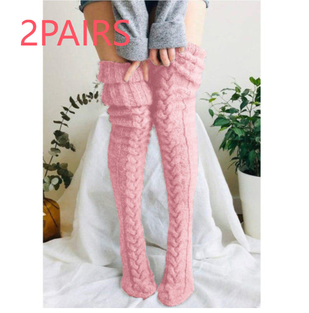 Women's Solid Color Over-the-knee Wool Foot Warmer Stockings