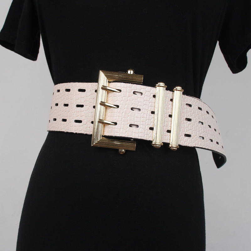 Suit Belt Retro Three-pin Buckle Snake Pattern Leather Simple With Sweater Dress Waist