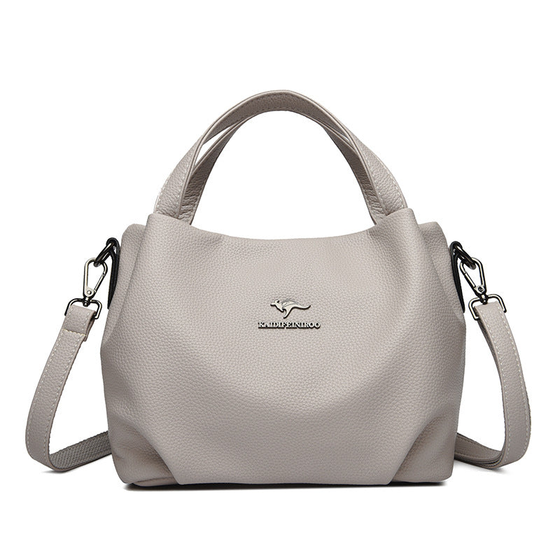 Solid-color High-capacity Versatile Tote Bag With A Textured Lychee Pattern
