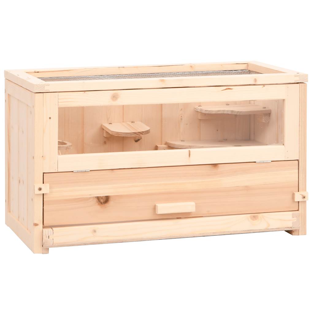 Hamster Cage 60x30x35 cm Solid Fir Wood