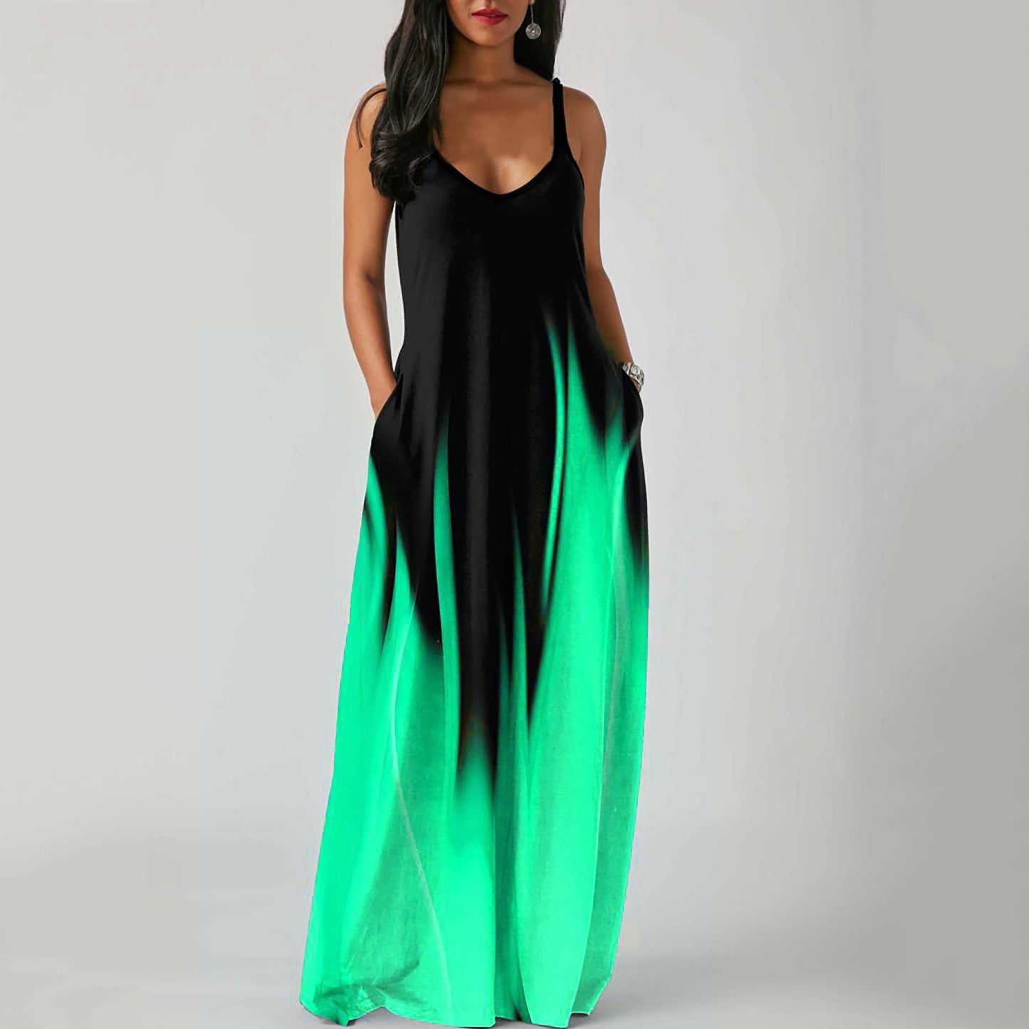 Strap-style Pocket-printed Dress