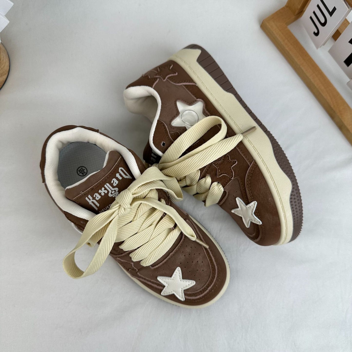 Womens Microfiber Canvas Thick-Soled Casual Sneakers