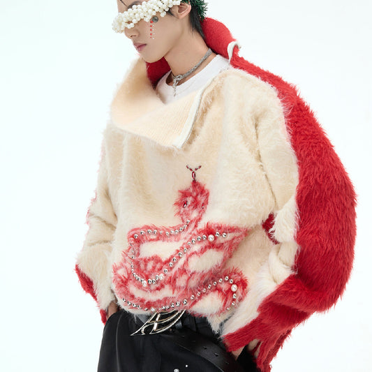 Year Of The Snake Perlebroderet Sweater Høj Hals
