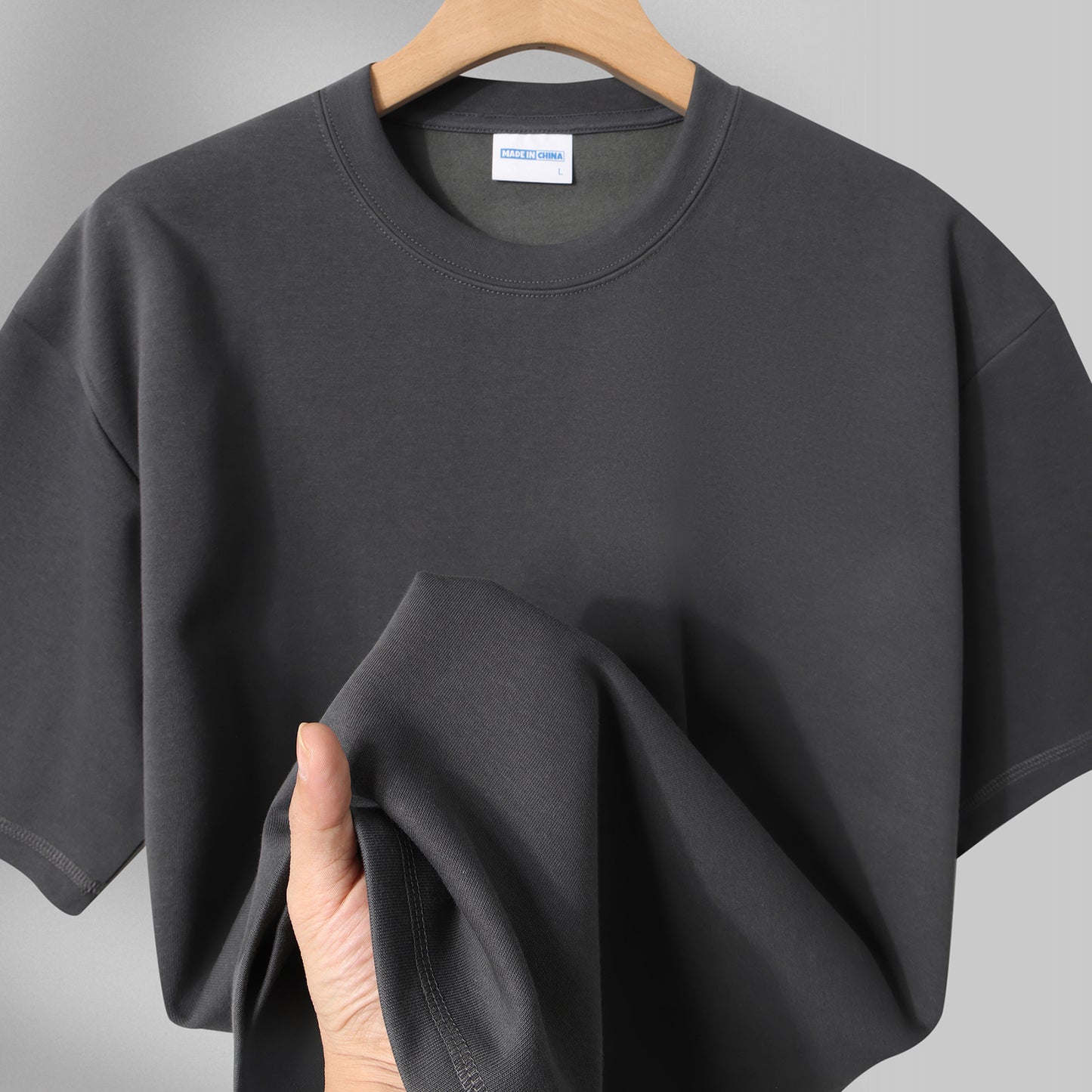 Fashion Men's And Women's Couple's Clothes Loose Shoulder Solid Color Base Shirt