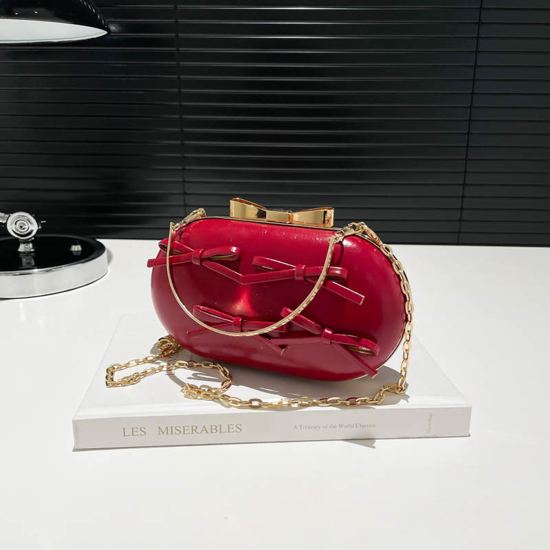 Mini Heart-Shape Plaid Clutch Women's Chain Shoulder Crossbody Bag