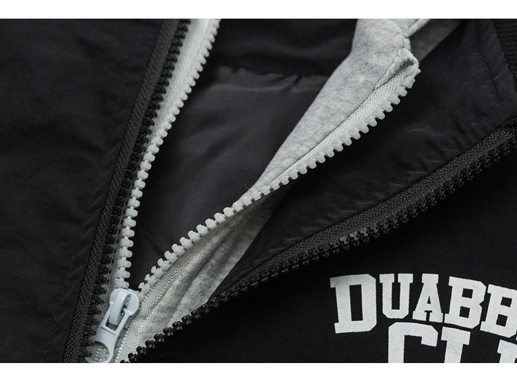Japanese Retro Simple Letter Jacket Men's And Women's Same Loose Hooded Jacket
