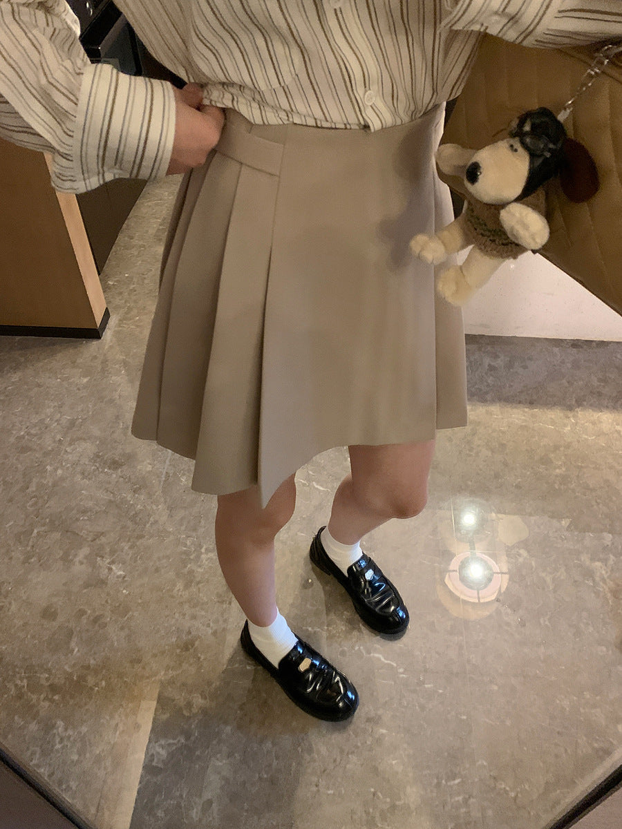 Preppy Style Pleated High Waist Slimming A- Line Skirt