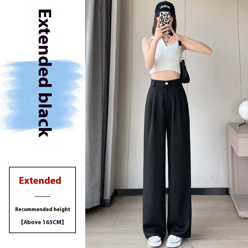 Linen Wide-leg Pants Ice Silk High Waist Straight Casual Pants