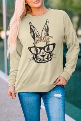 Kawaii mønster løs afslappet bluse med rund hals