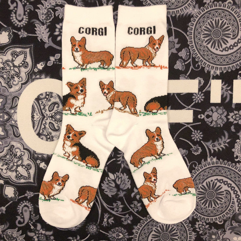Cute Corgi Three Dimensional Love Butt Small PP Cute Medium Tube Socks