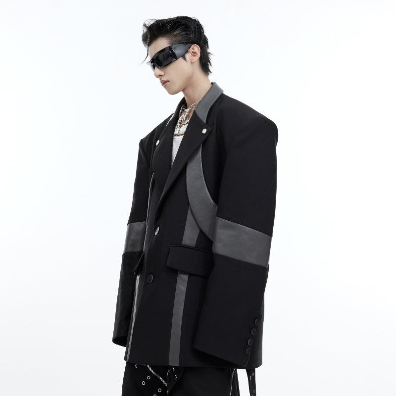 Niche Deconstruction Three-dimensional Stitching Padded Shoulder Suit Jacket