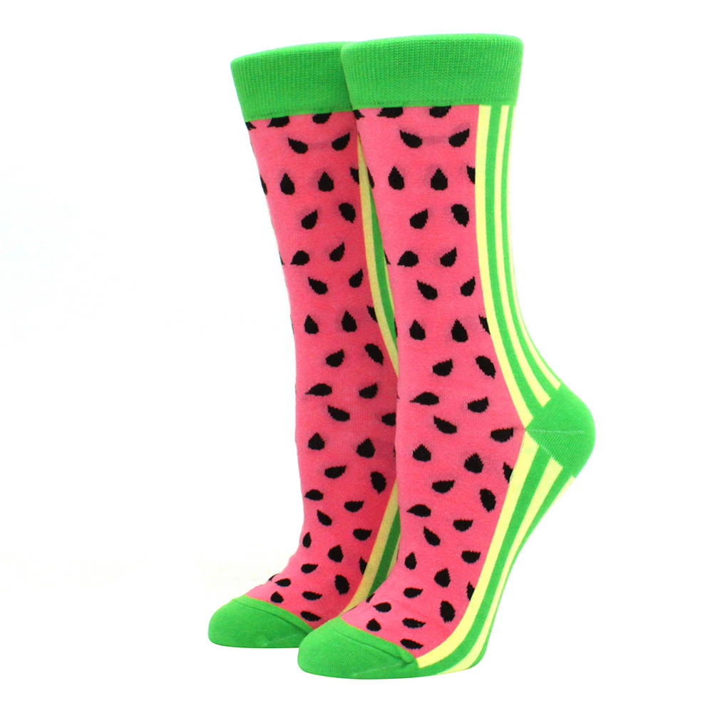 Colorful Women's Cotton Round Socks Funny Banana
