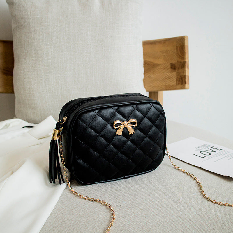 Diamond Embroidered Solid Color Camera Bag Chain