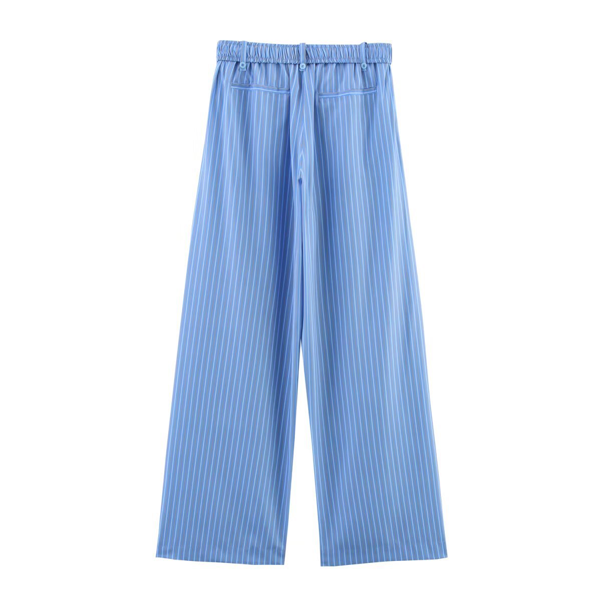 Women's Versatile Top High-waisted Straight-leg Striped Pants