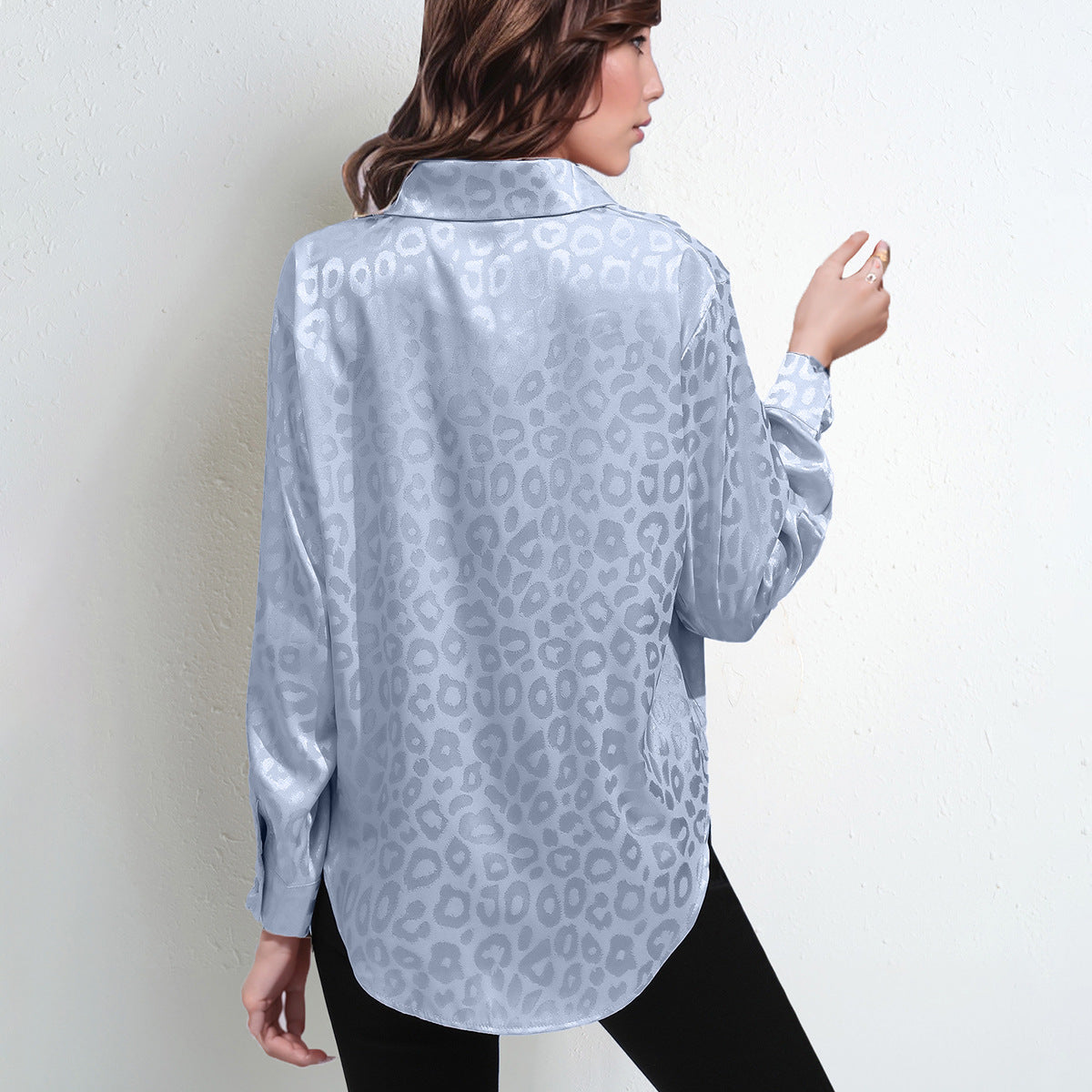 Women's Faux Silk Shirt Top Long Sleeve