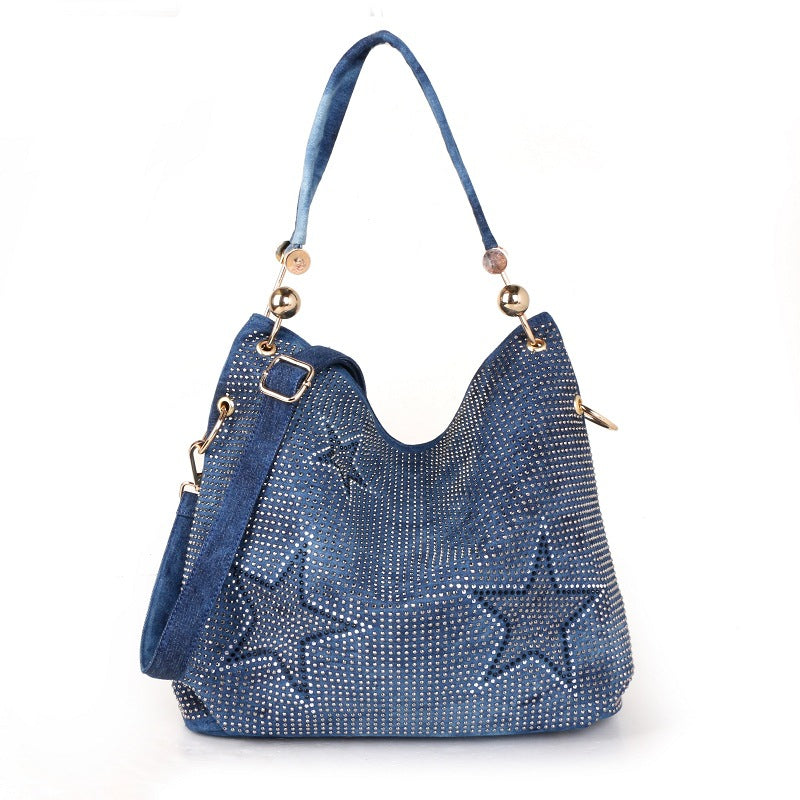 Mode Skuldertaske Transportabel Spandtaske Denim Kanvas