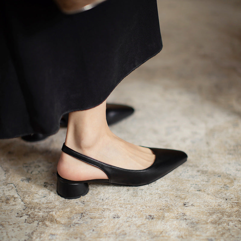 Women's Chunky Heel Pointed Toe Shallow Sandals