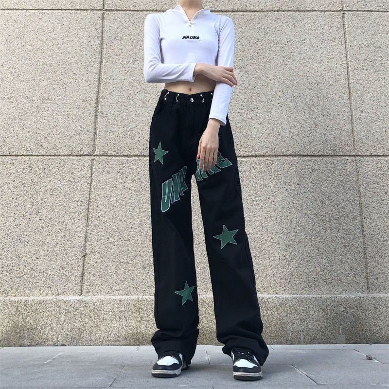 Women's Versatile High Waist Loose Casual Jeans