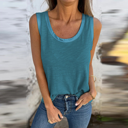 Casual Loose Round Neck Knitted Vest Women's Sleeveless Blouse
