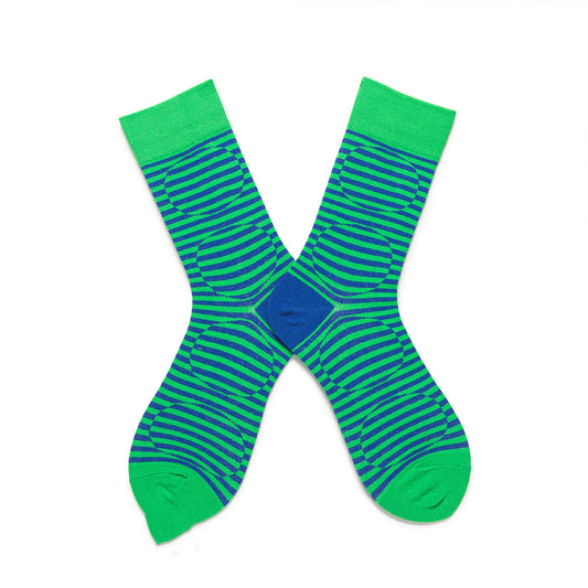 Striped Contrast Color Circle Socks Sports Spring And Autumn Cotton Green Mid-calf