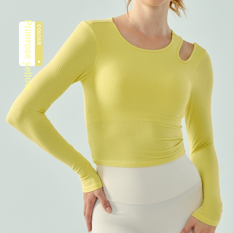 Slim-fit Yoga Wear Long Sleeve Women's Chest Pad Running Aerobics Workout Clothes Top