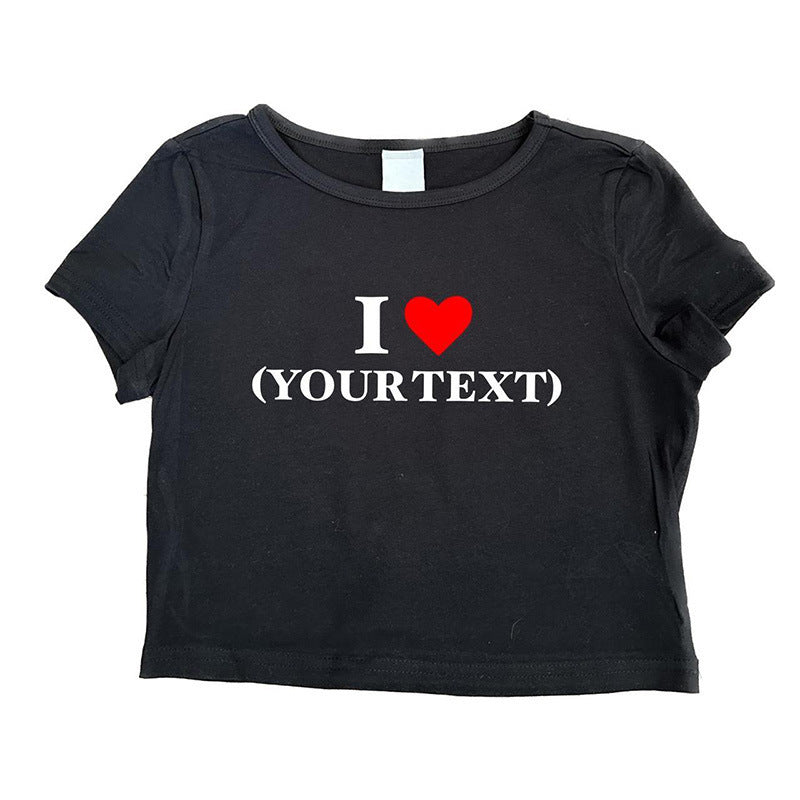 Letter Street Trendy Short Slim-fit Short Sleeve