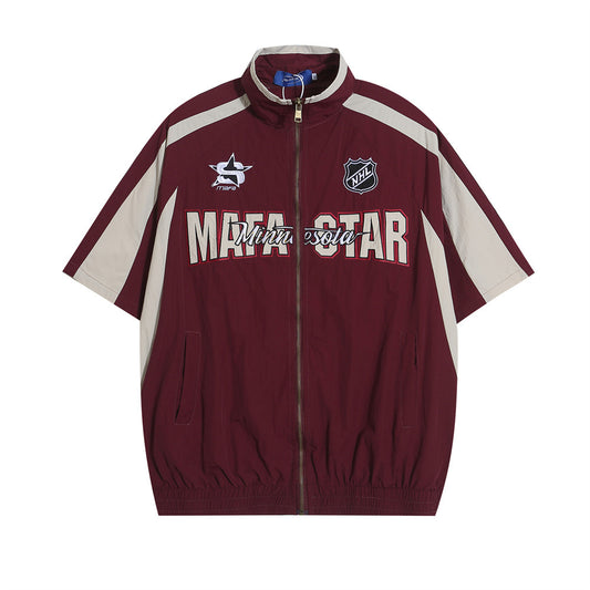 Fashion Contrast Stitching Short Sleeves Shirt Men
