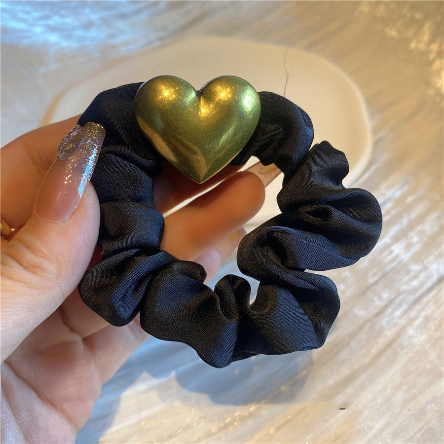 Women's Premium Metal Striped Bear Head Rope Rubber Band