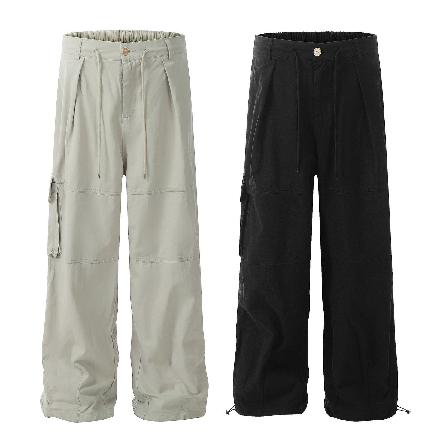 High Street Niche Personality Drawstring High Waist Tooling Pants