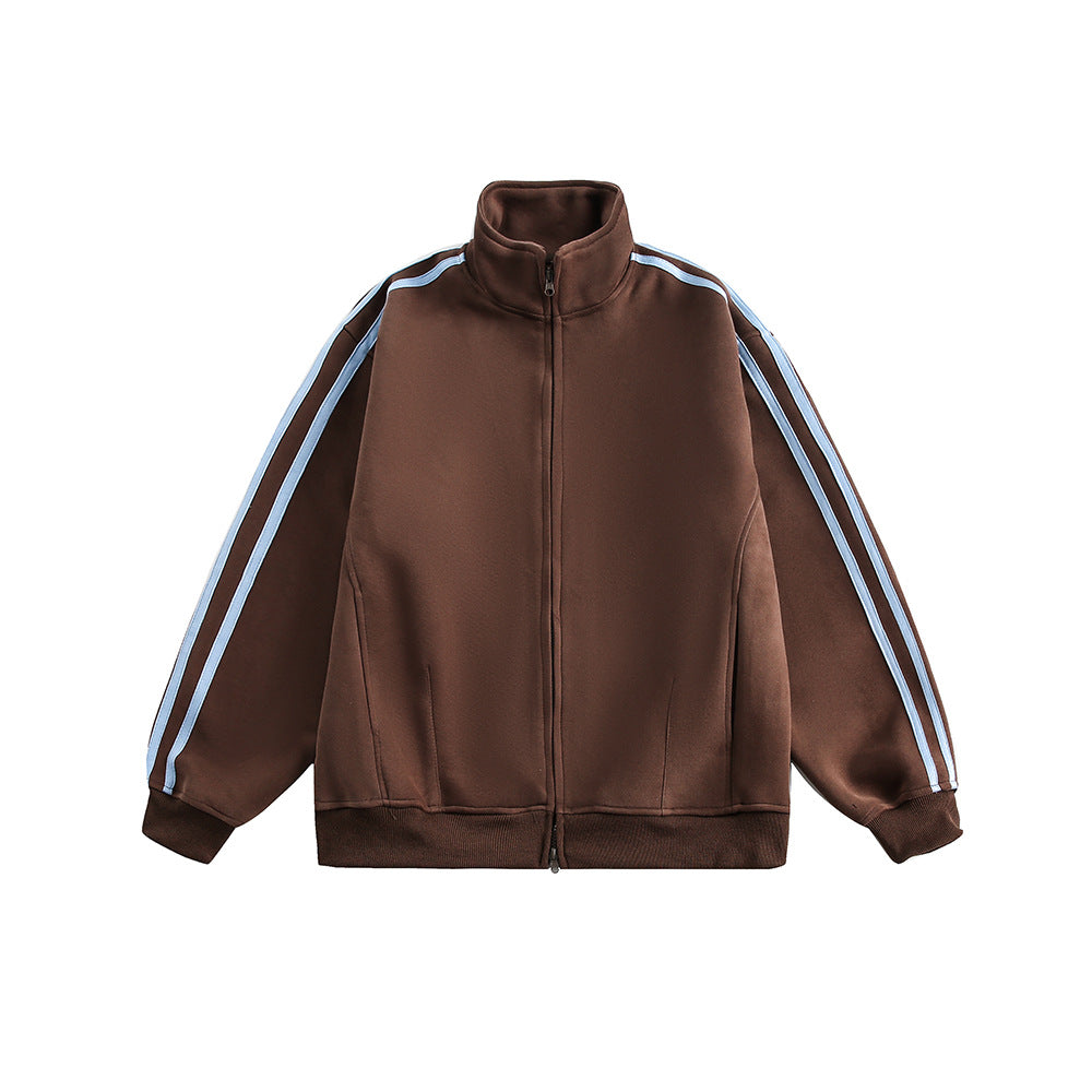 Women's American-style Retro Sports Three-bar Cardigan Sweater
